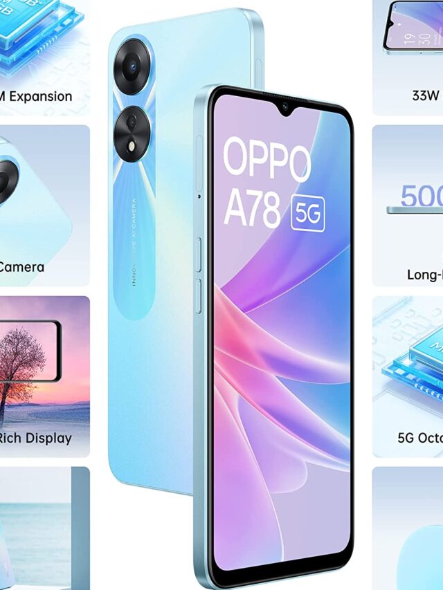 Oppo A78 5G (Glowing Blue, 8GB RAM, 128 Storage) | 5000 mAh Battery with 33W SUPERVOOC Charger| 50MP AI Camera | 90Hz Refresh Rate