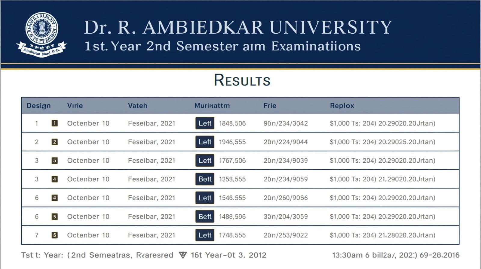 DR BR Ambedkar University Degree 1st Year 2nd Sem Results