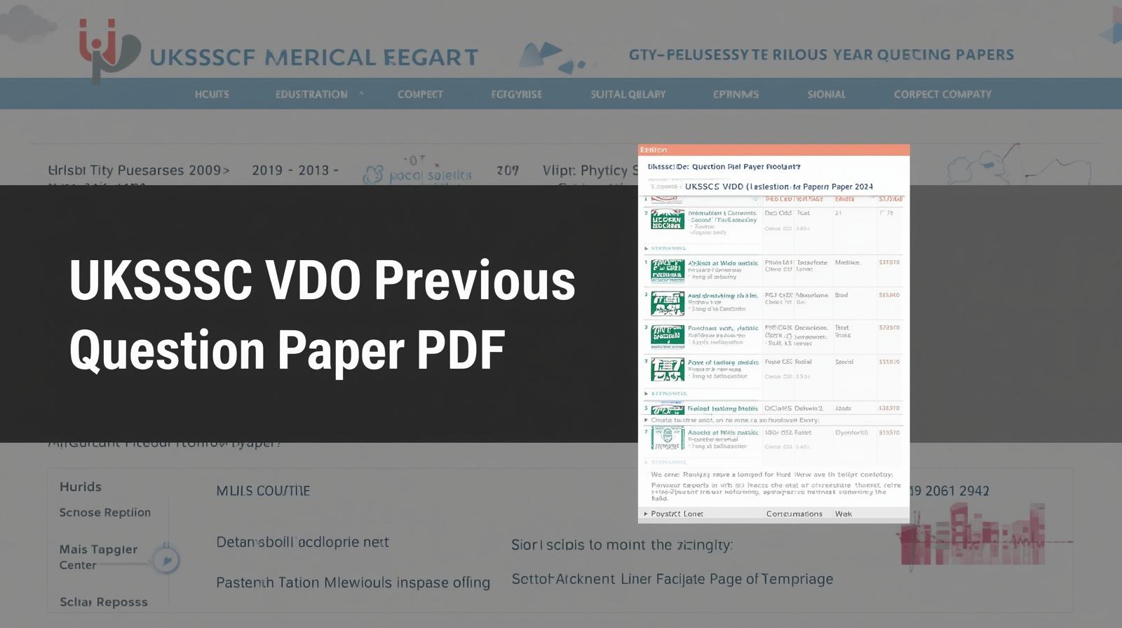 UKSSSC VDO Previous Year Question Paper PDF Download